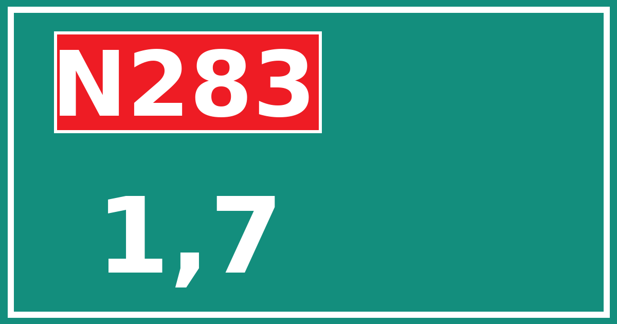 Hectometerbord N283 1,7