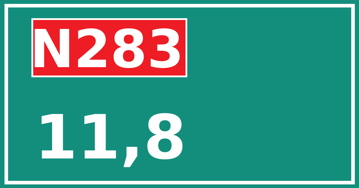 Hectometerbord N283 11,8