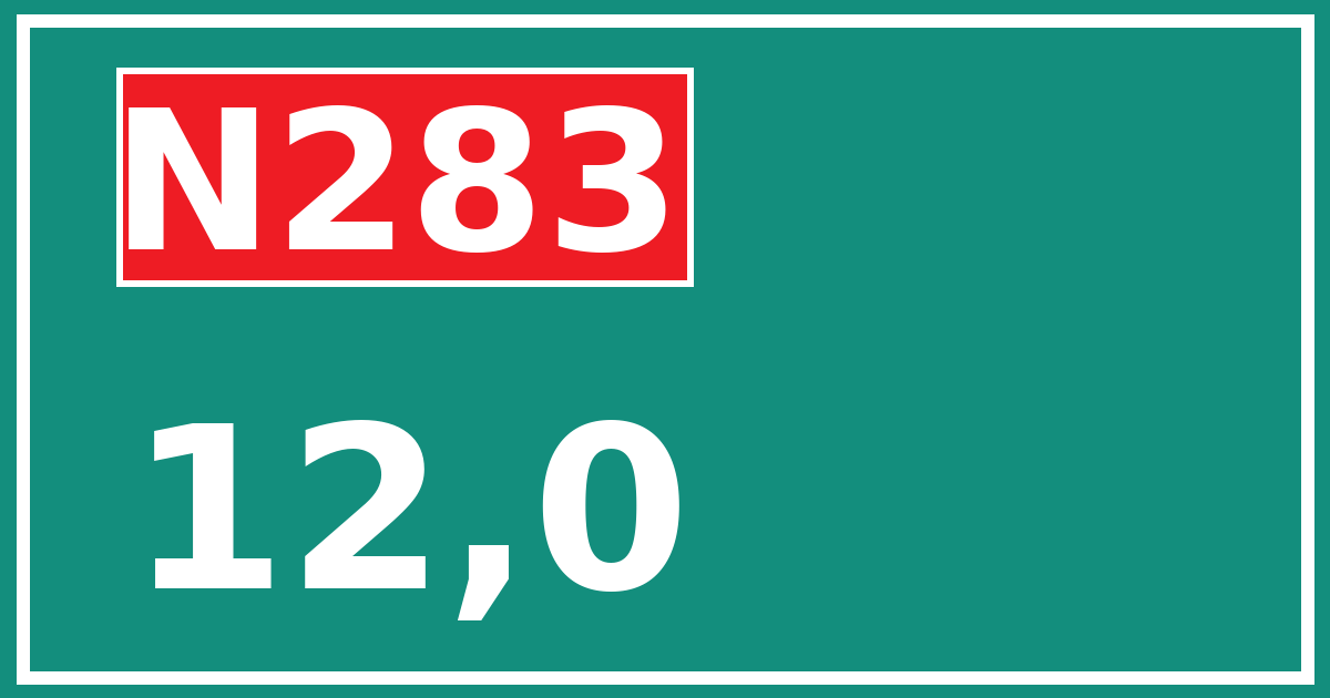Hectometerbord N283 12,0