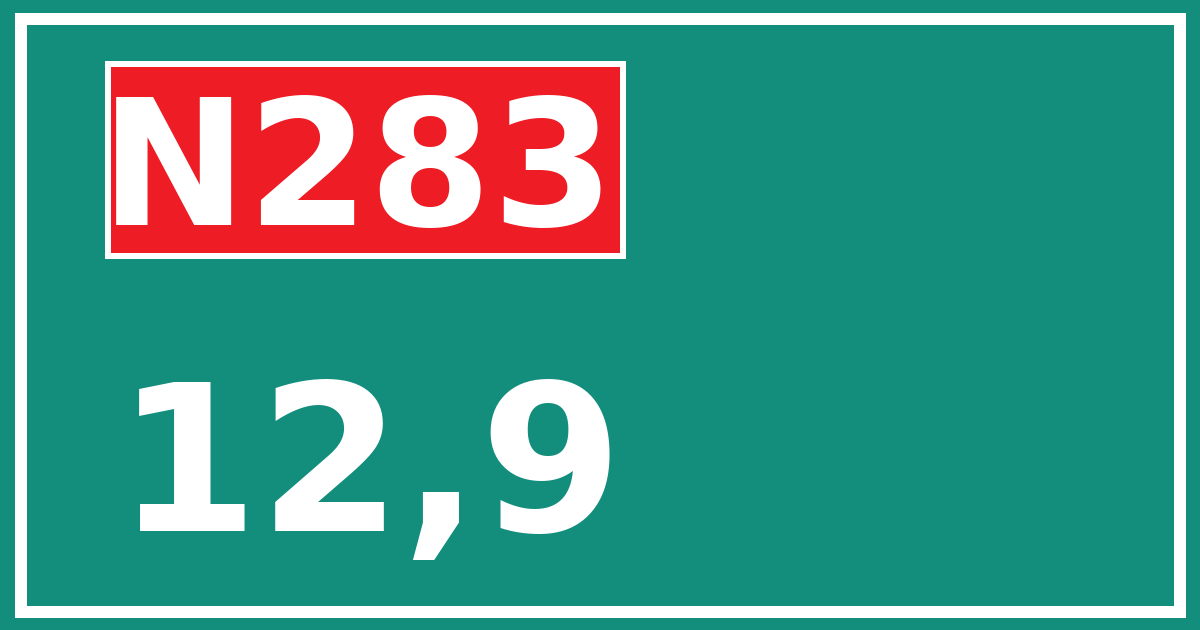 Hectometerbord N283 12,9