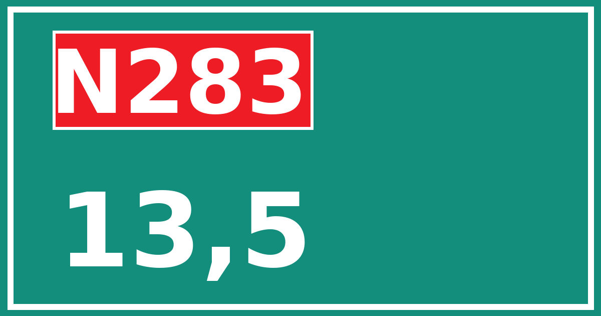 Hectometerbord N283 13,5