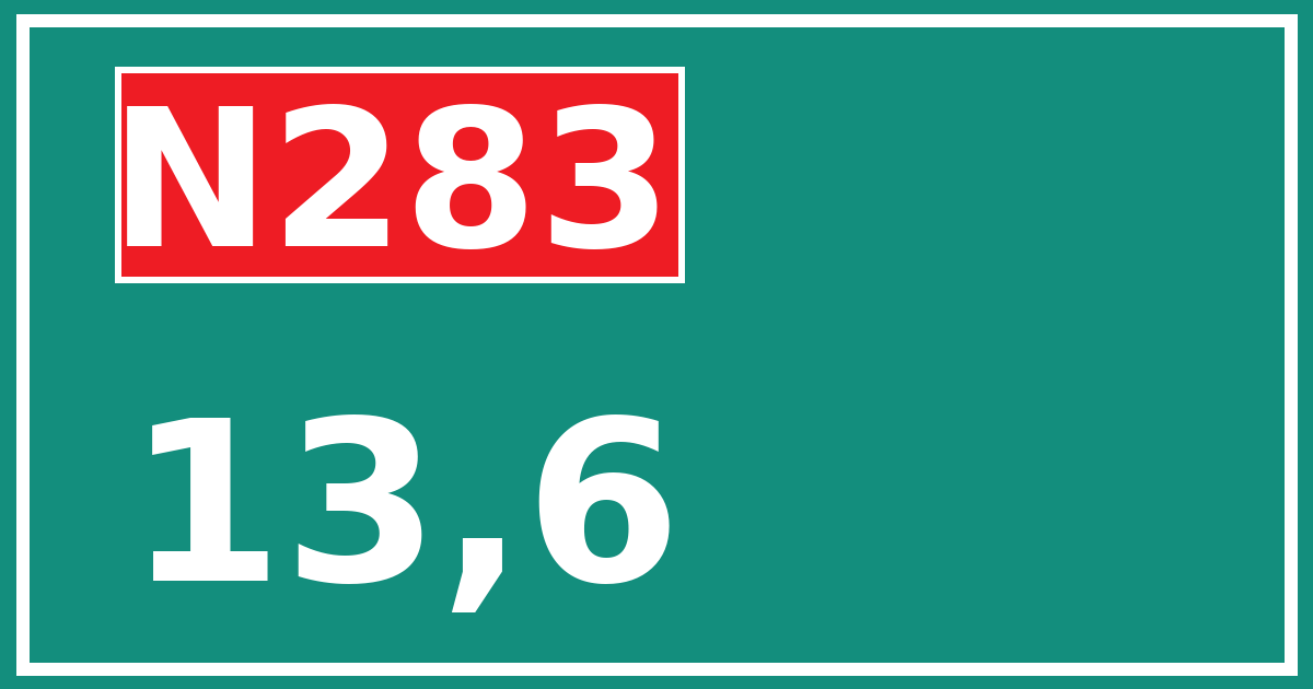 Hectometerbord N283 13,6