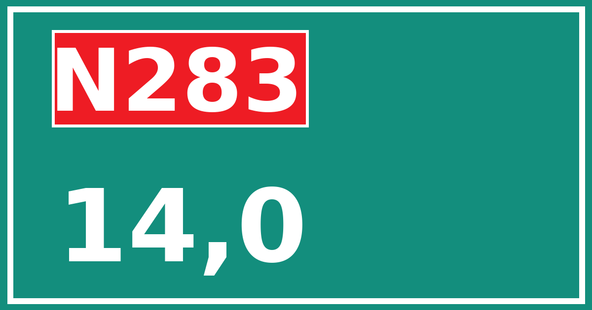 Hectometerbord N283 14,0