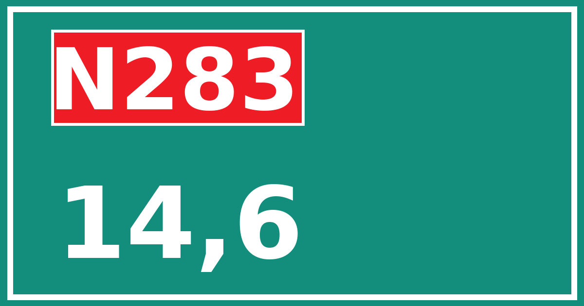 Hectometerbord N283 14,6