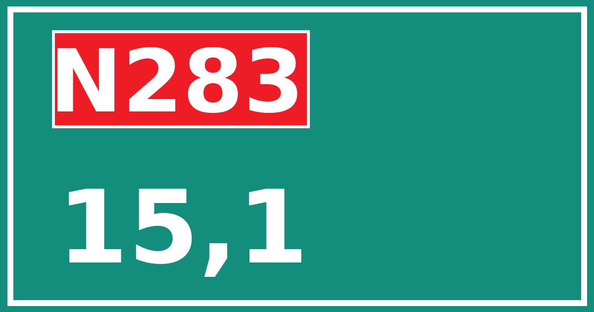 Hectometerbord N283 15,1