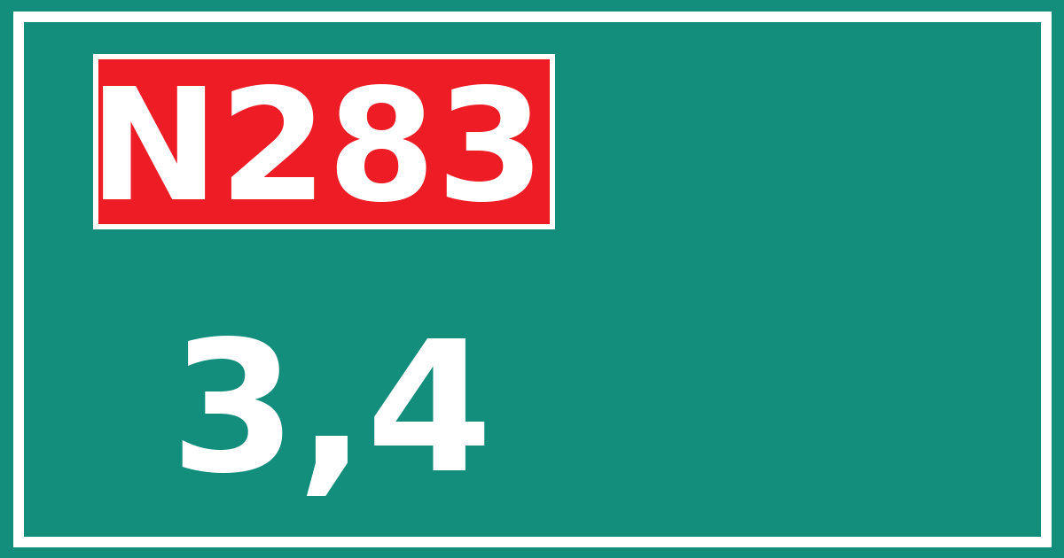 Hectometerbord N283 3,4