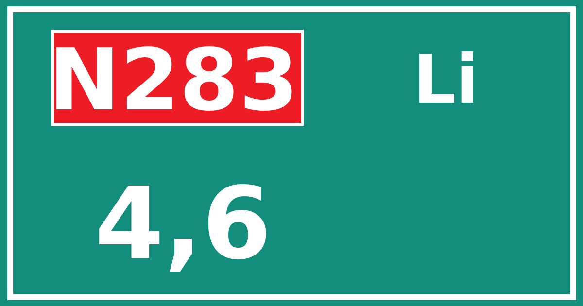 Hectometerbord N283 4,6 zijde Li