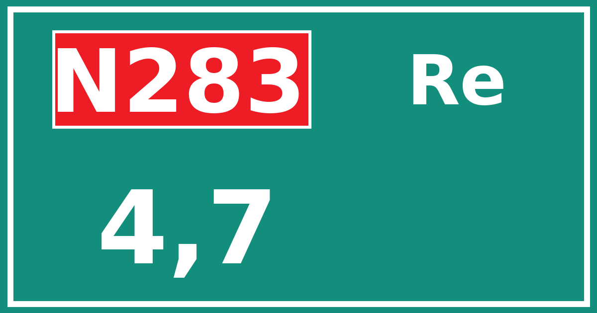 Hectometerbord N283 4,7 zijde Re
