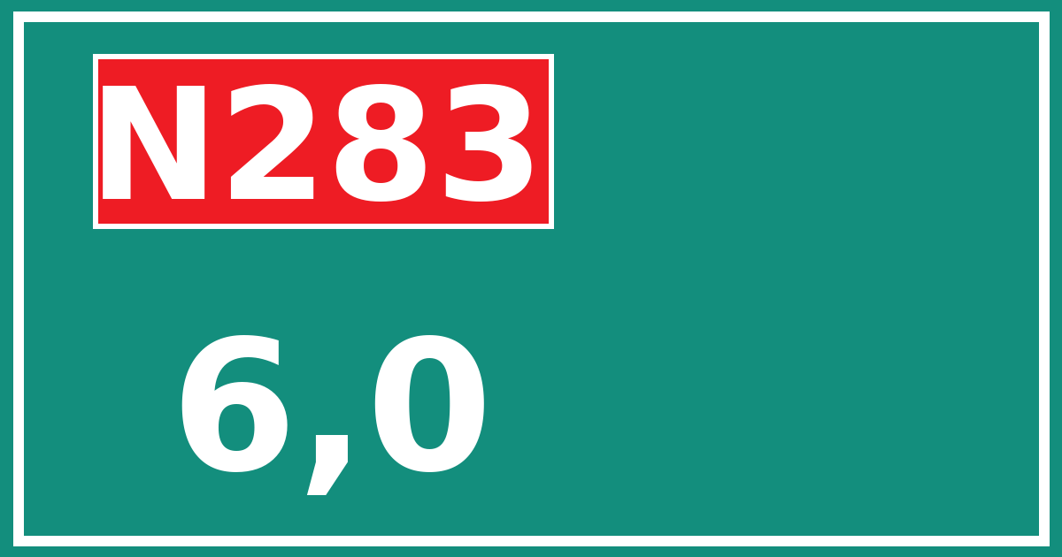 Hectometerbord N283 6,0