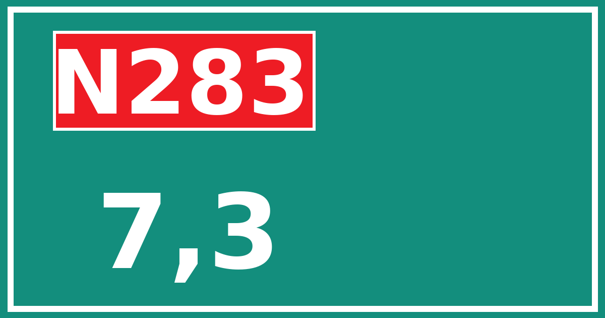 Hectometerbord N283 7,3