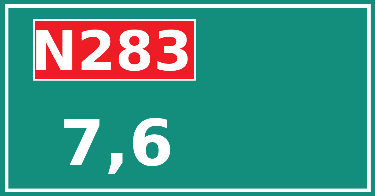 Hectometerbord N283 7,6