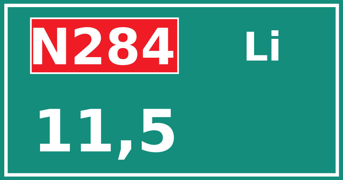 Hectometerbord N284 11,5 zijde Li