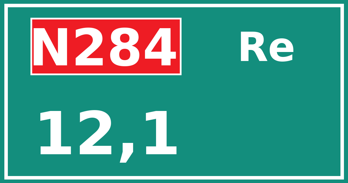 Hectometerbord N284 12,1 zijde Re
