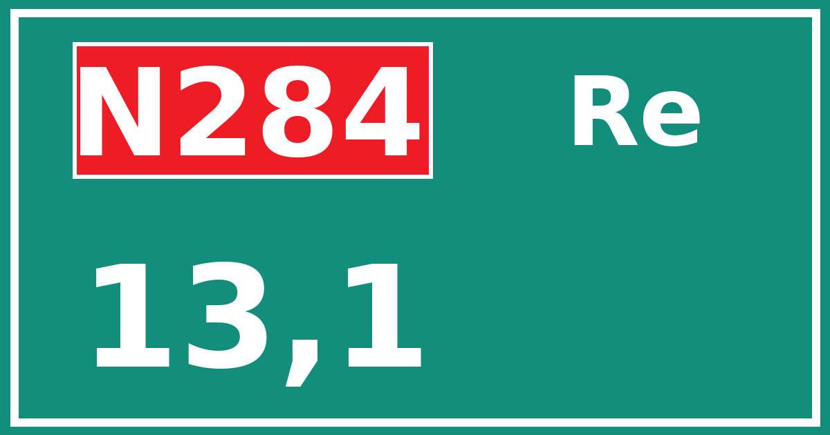 Hectometerbord N284 13,1 zijde Re