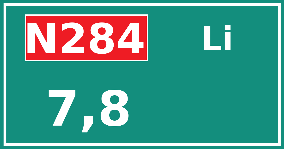 Hectometerbord N284 7,8 zijde Li