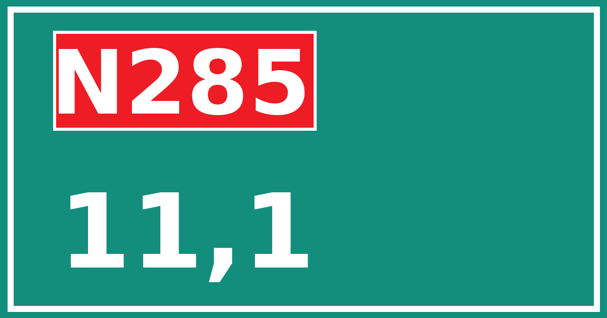 Hectometerbord N285 11,1