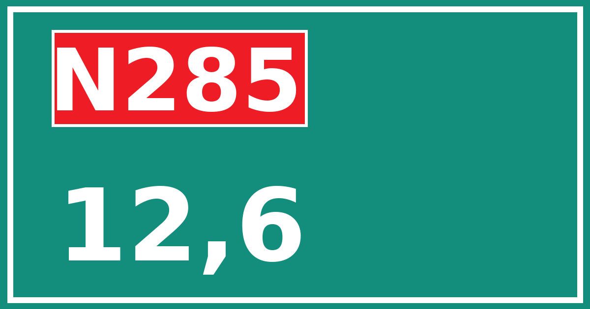 Hectometerbord N285 12,6