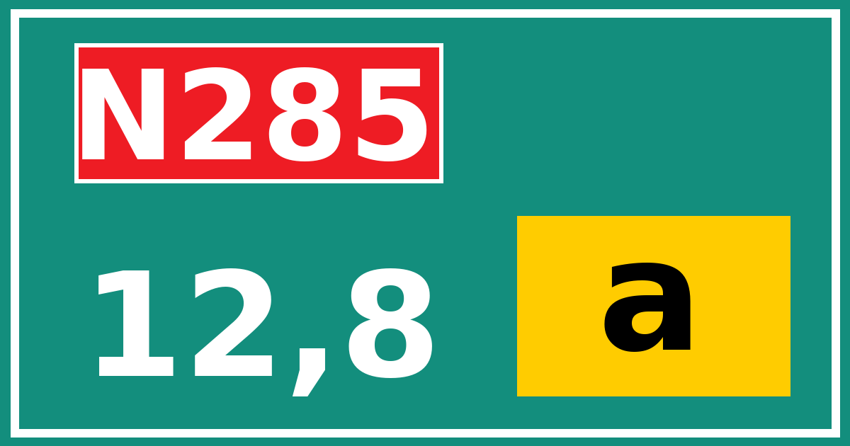 Hectometerbord N285 12,8 letter a