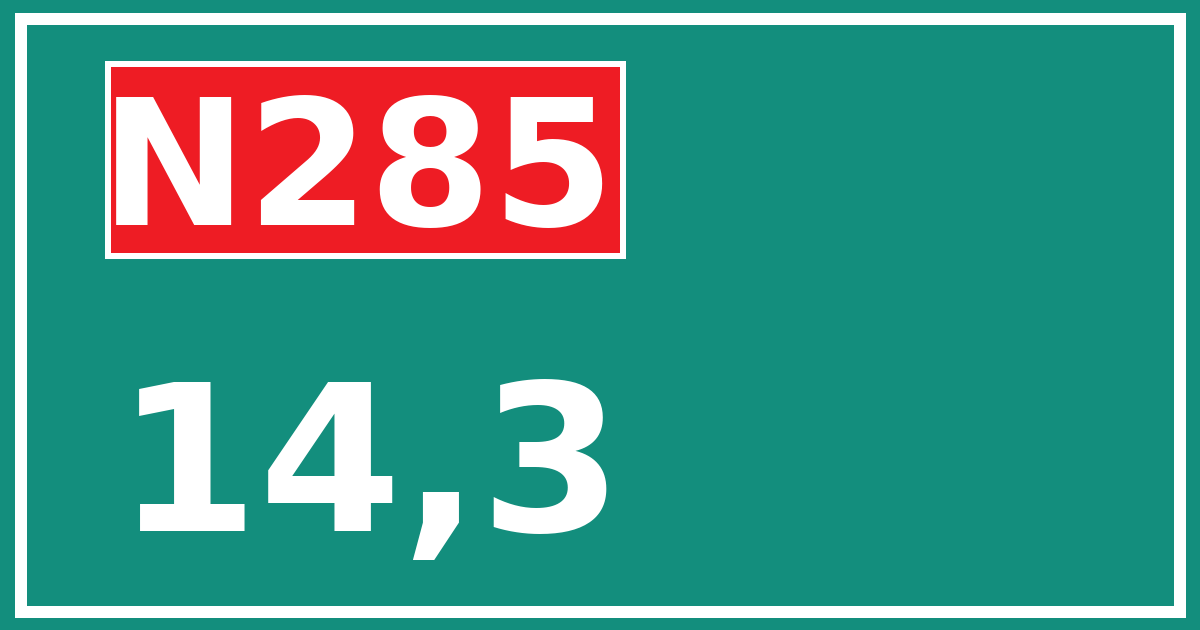 Hectometerbord N285 14,3
