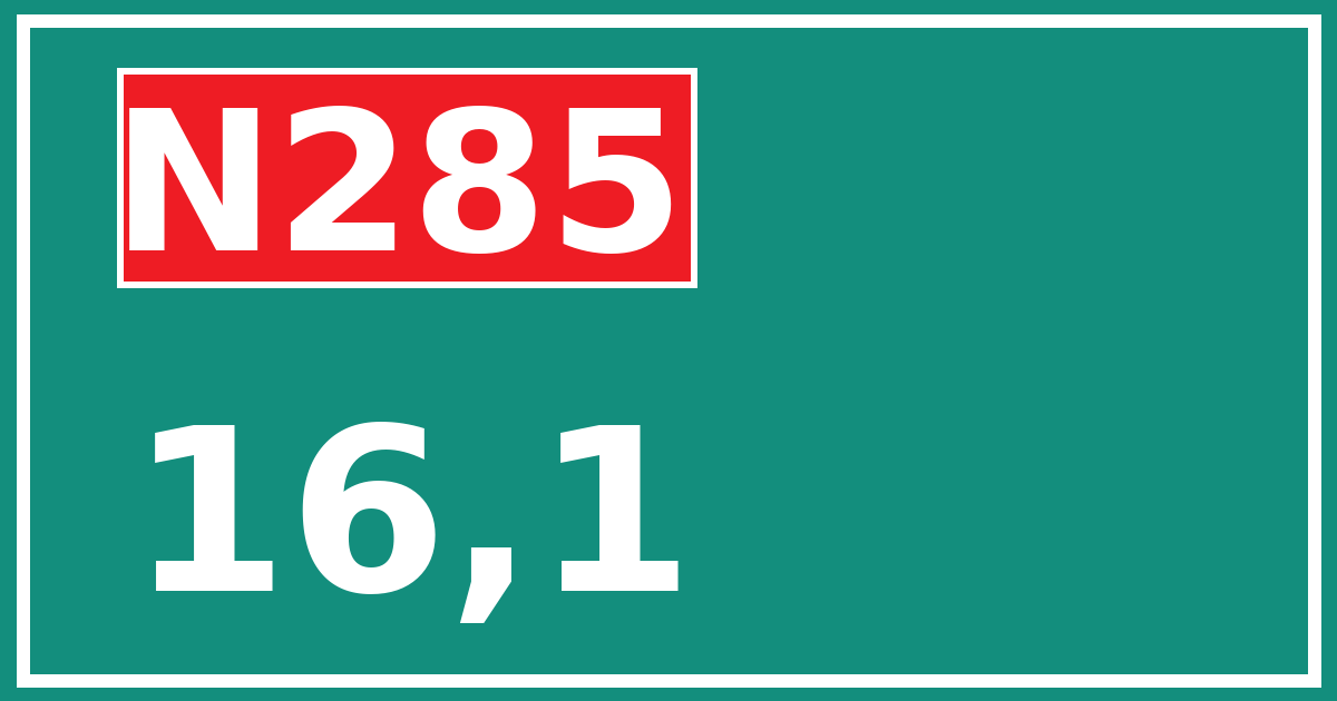 Hectometerbord N285 16,1