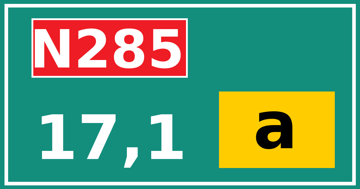 Hectometerbord N285 17,1 letter a