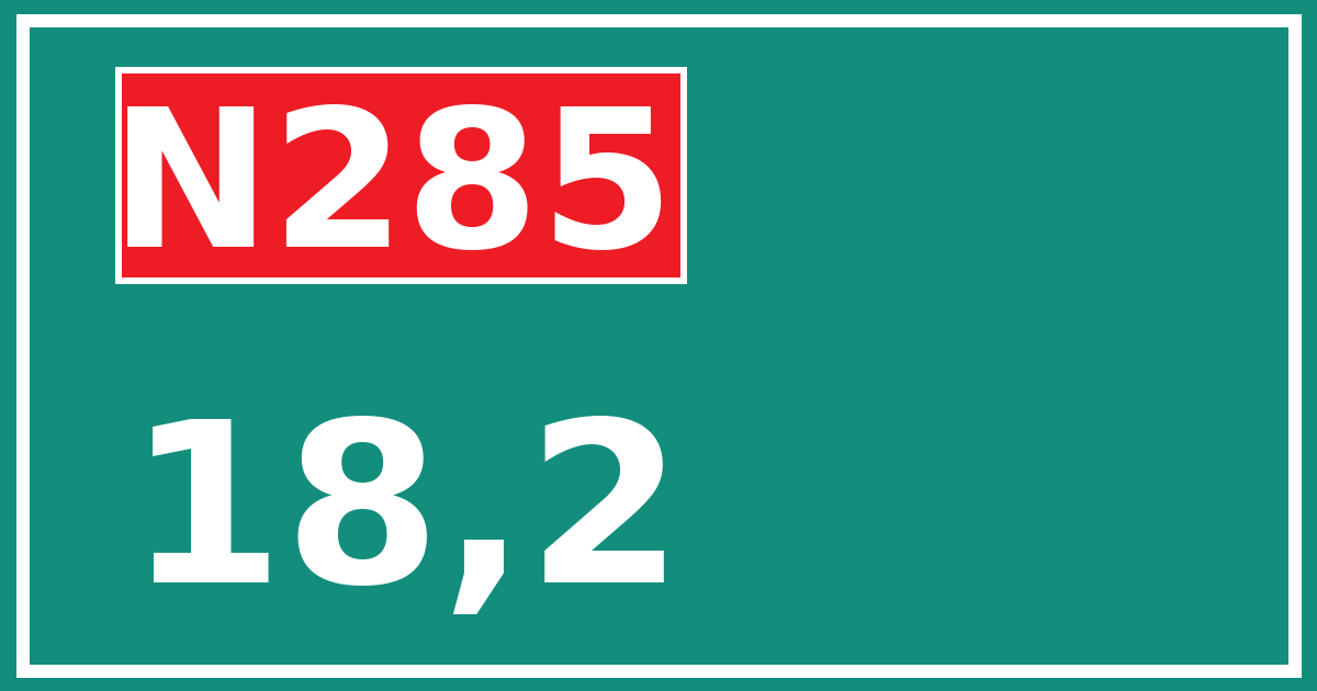 Hectometerbord N285 18,2