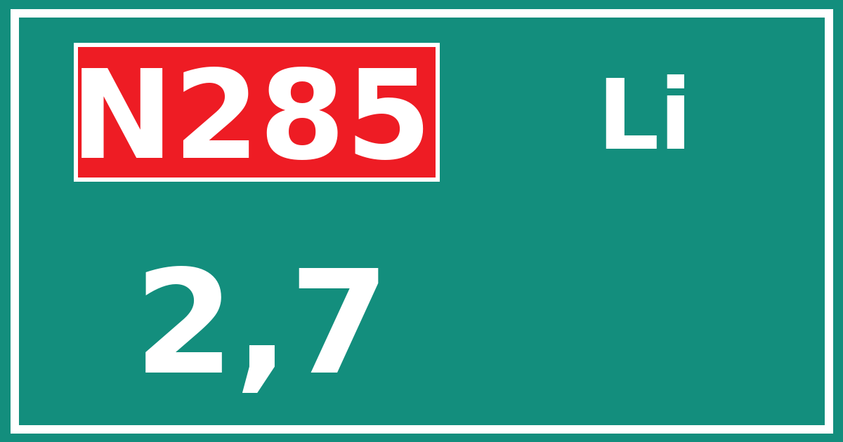 Hectometerbord N285 2,7 zijde Li