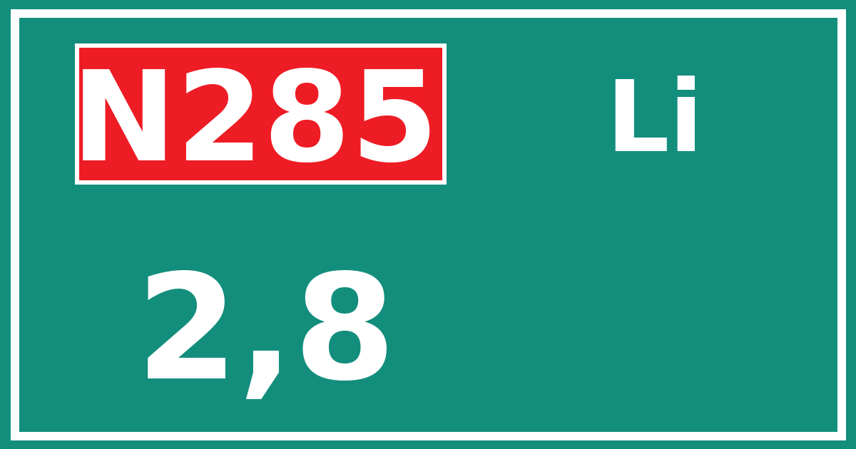 Hectometerbord N285 2,8 zijde Li