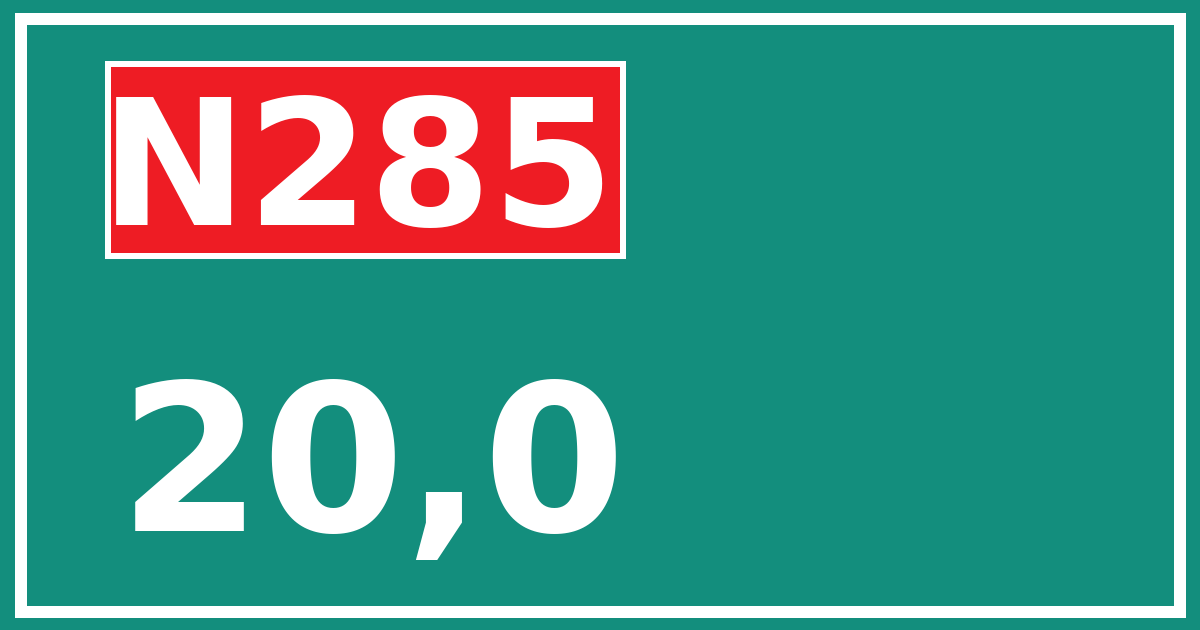 Hectometerbord N285 20,0