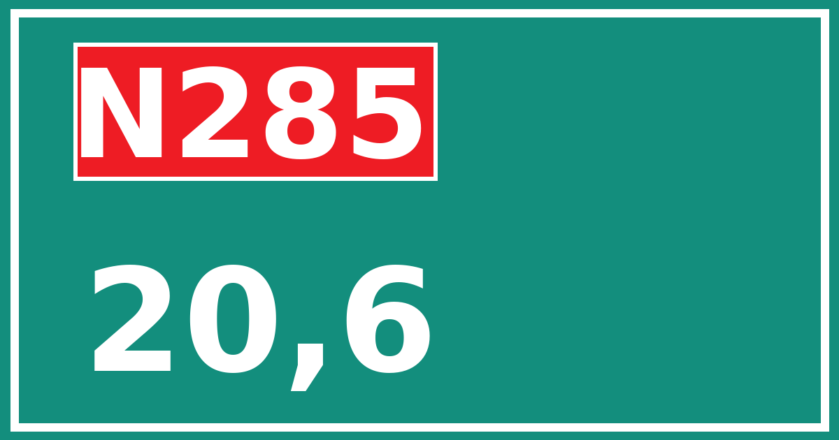Hectometerbord N285 20,6