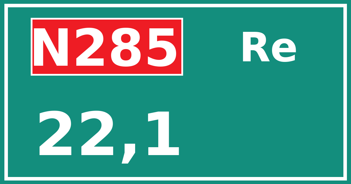 Hectometerbord N285 22,1 zijde Re