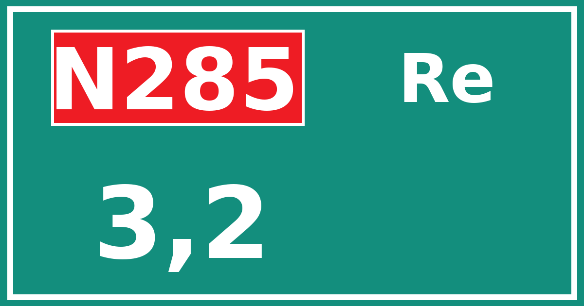 Hectometerbord N285 3,2 zijde Re