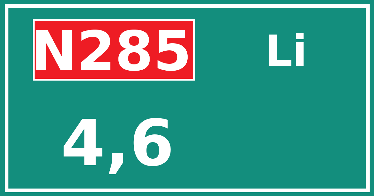 Hectometerbord N285 4,6 zijde Li