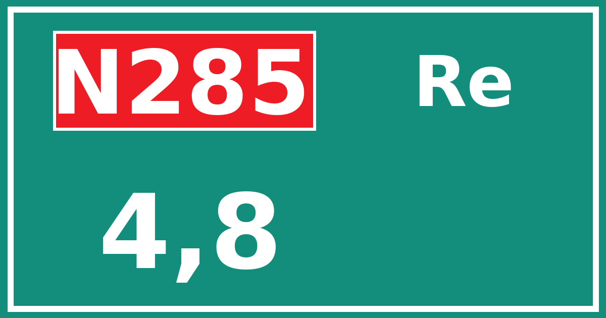 Hectometerbord N285 4,8 zijde Re