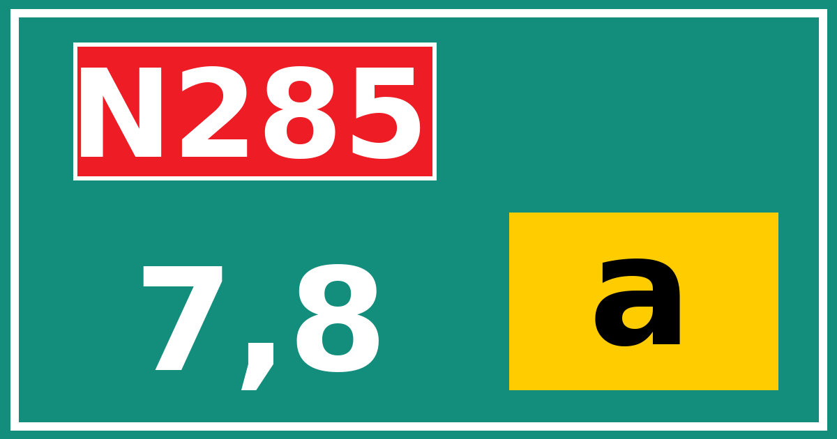 Hectometerbord N285 7,8 letter a