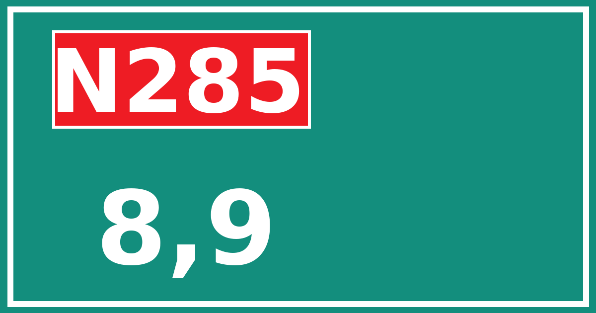 Hectometerbord N285 8,9