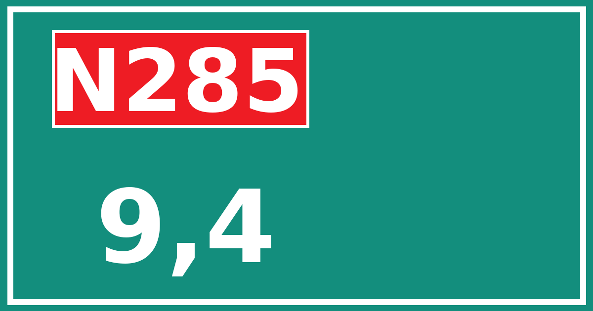 Hectometerbord N285 9,4