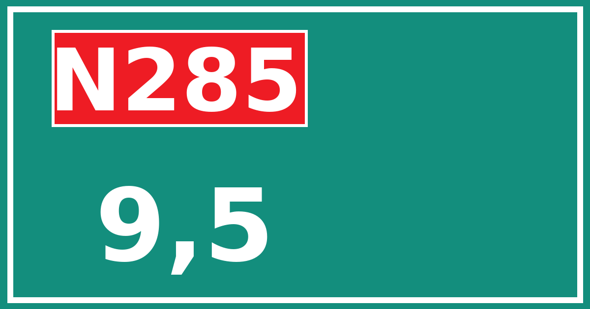 Hectometerbord N285 9,5