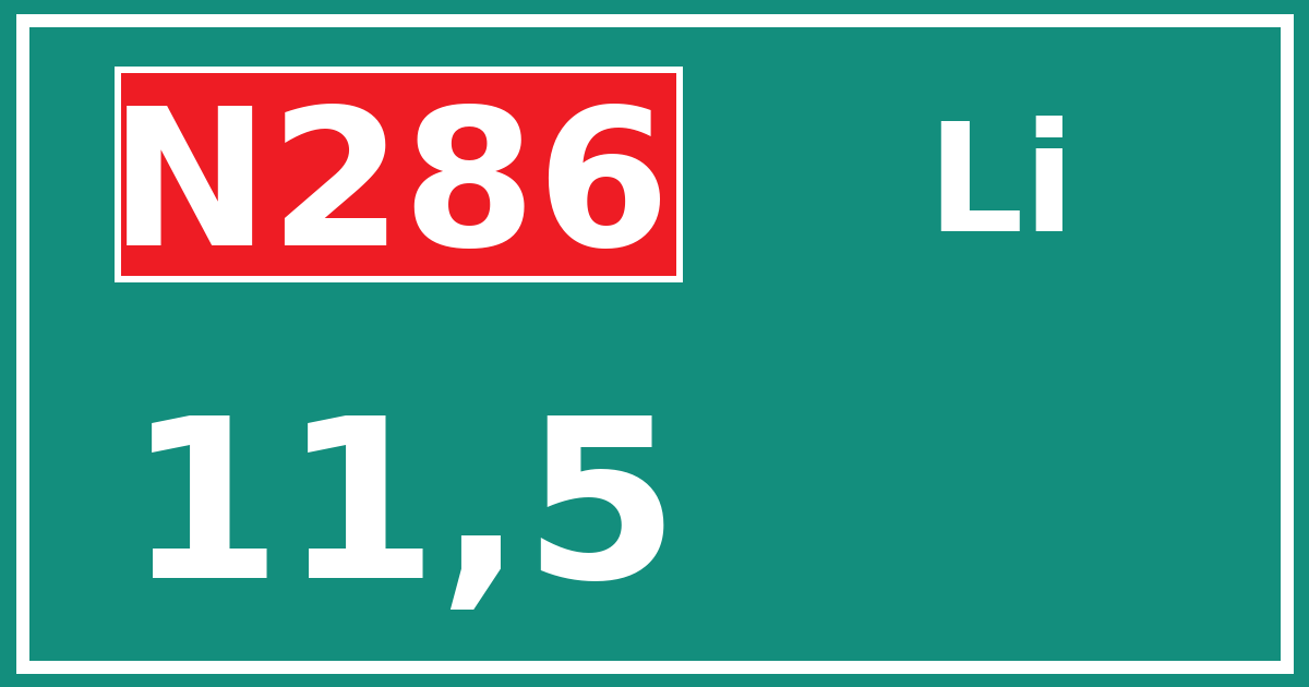 Hectometerbord N286 11,5 zijde Li