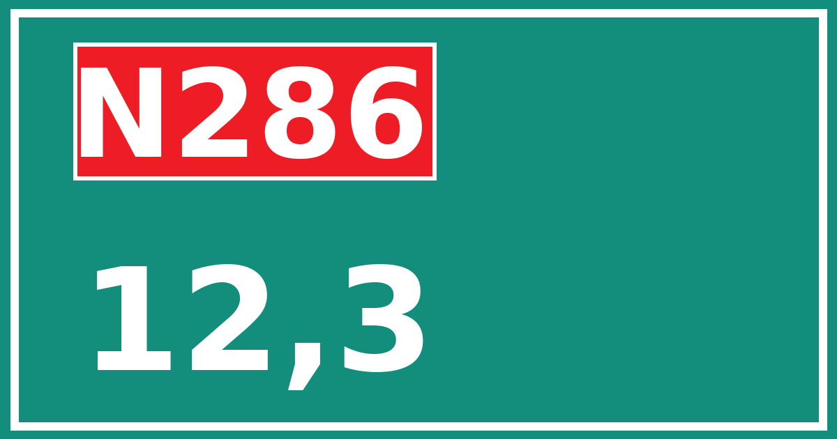 Hectometerbord N286 12,3