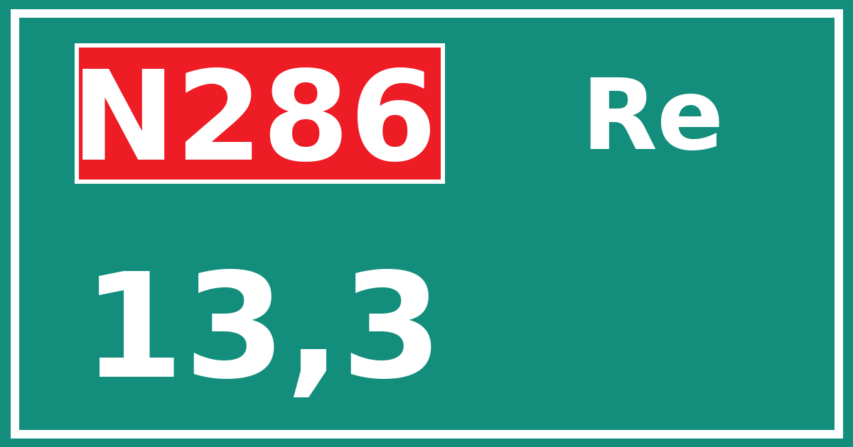 Hectometerbord N286 13,3 zijde Re