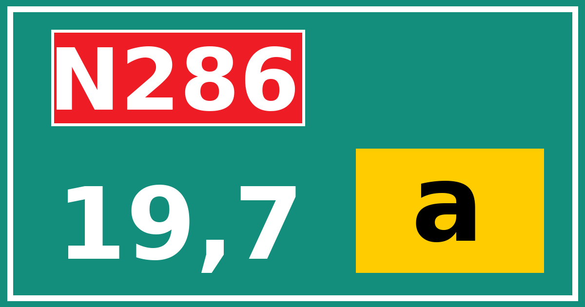 Hectometerbord N286 19,7 letter a
