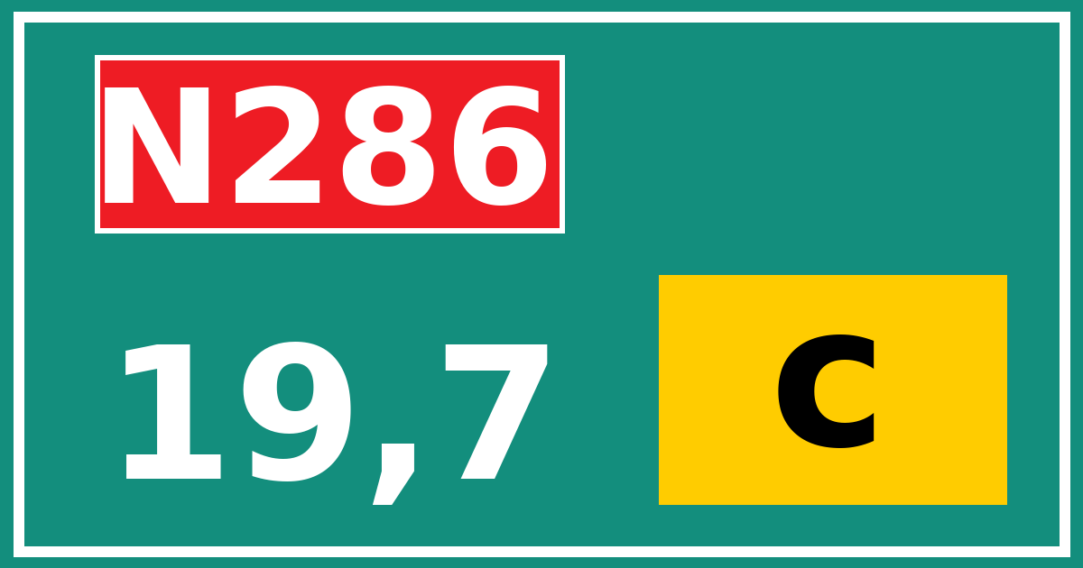 Hectometerbord N286 19,7 letter c