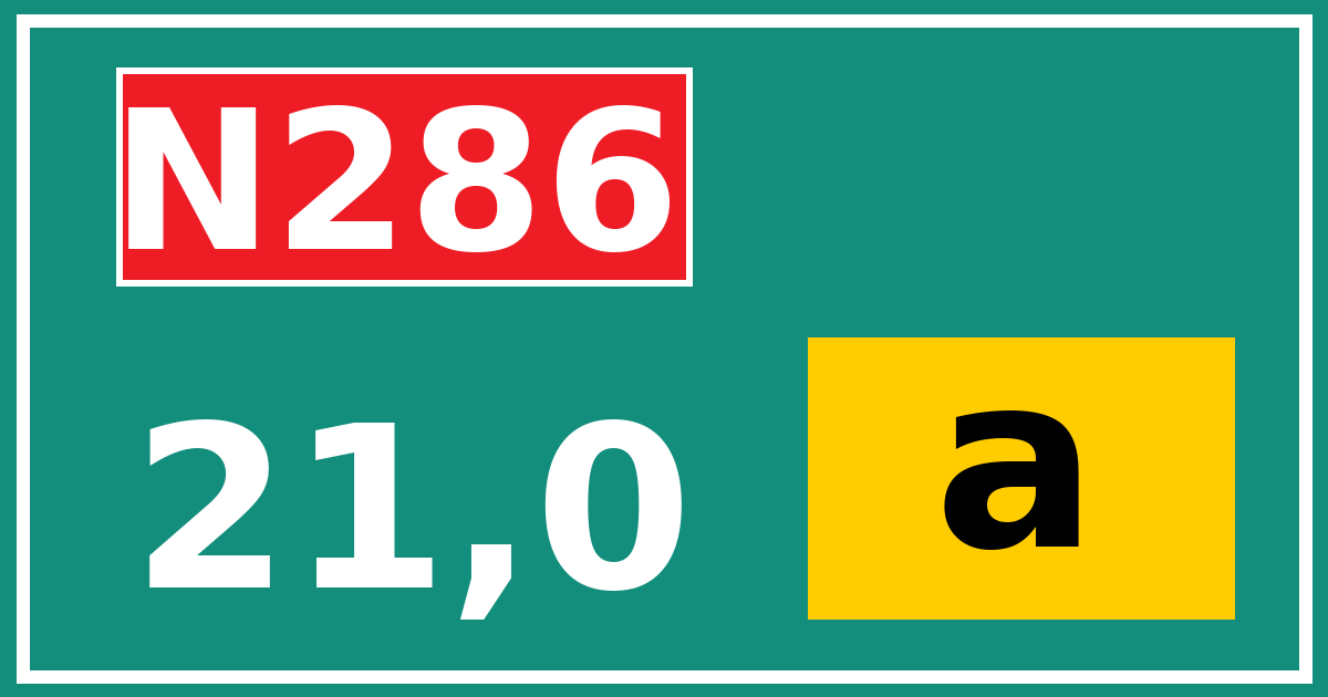 Hectometerbord N286 21,0 letter a