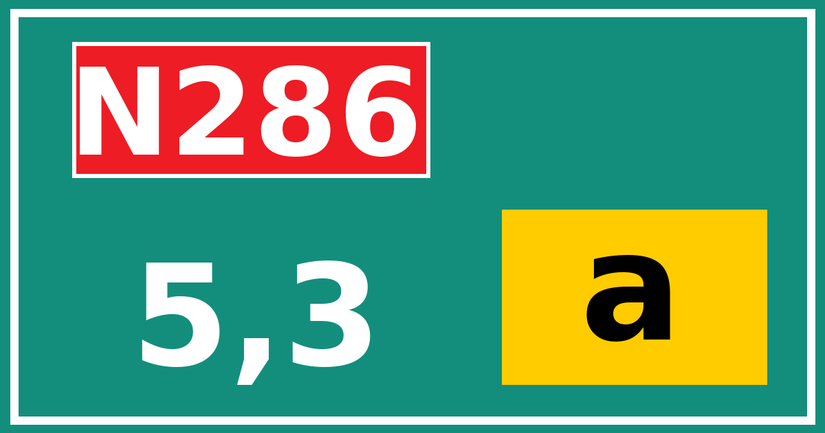 Hectometerbord N286 5,3 letter a
