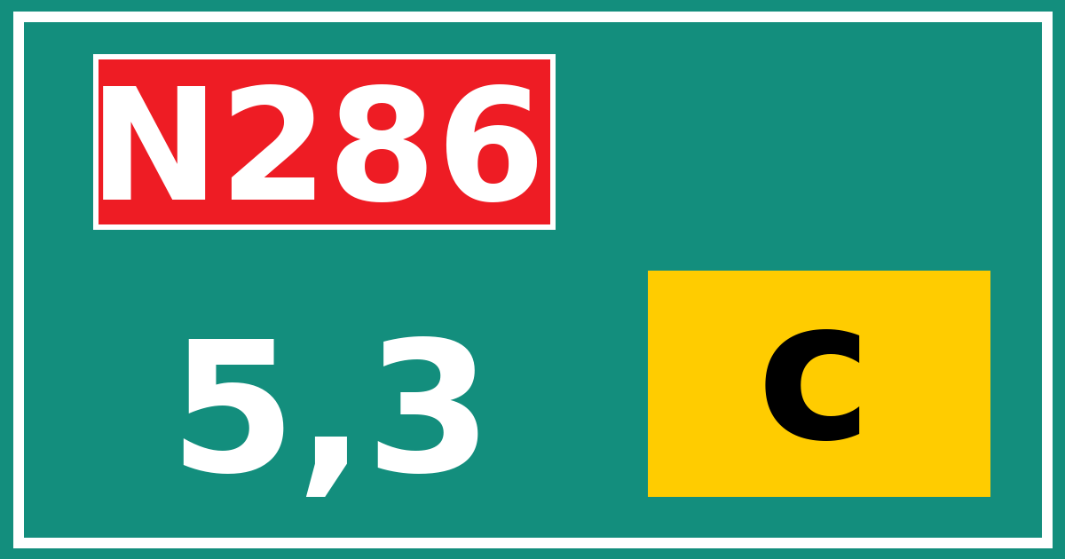 Hectometerbord N286 5,3 letter c