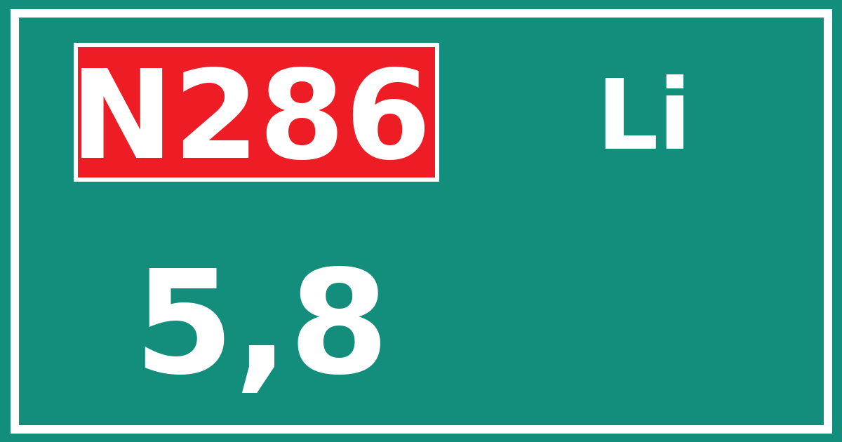 Hectometerbord N286 5,8 zijde Li