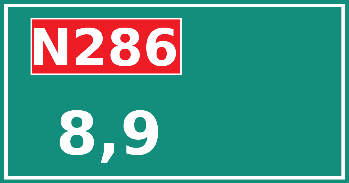 Hectometerbord N286 8,9