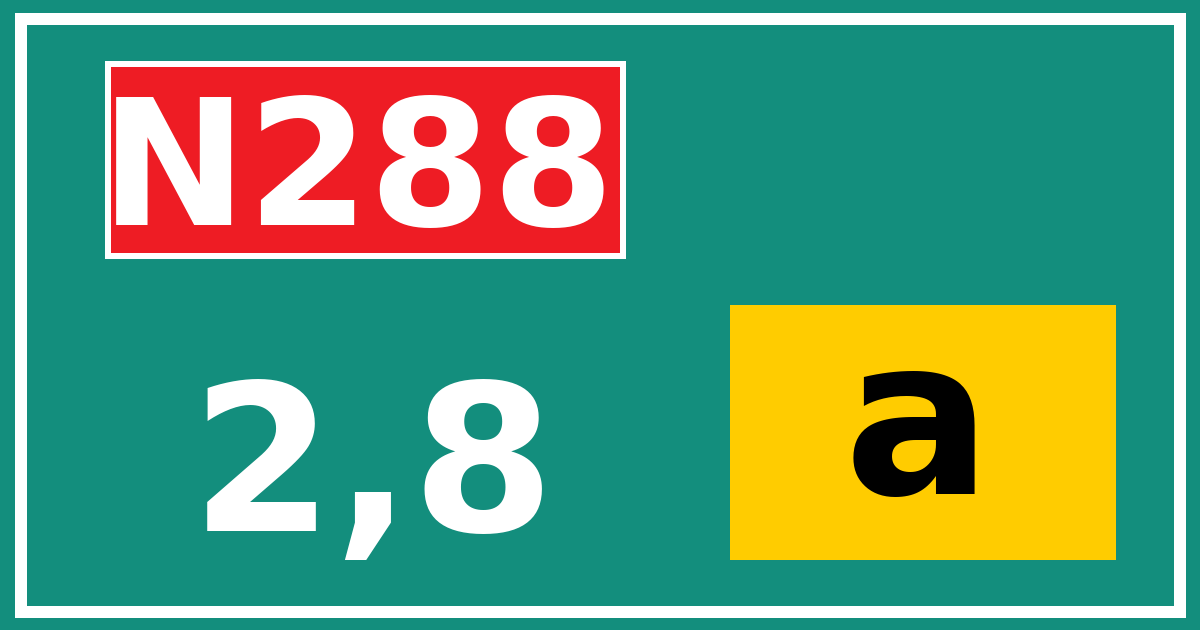 Hectometerbord N288 2,8 letter a