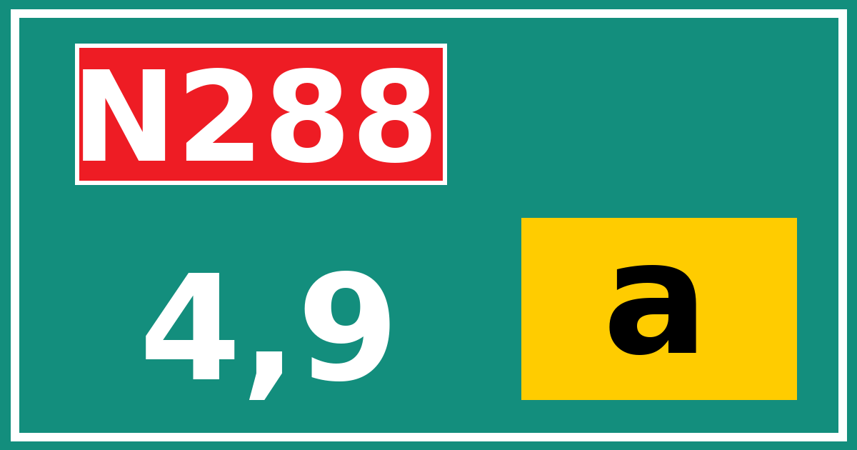 Hectometerbord N288 4,9 letter a